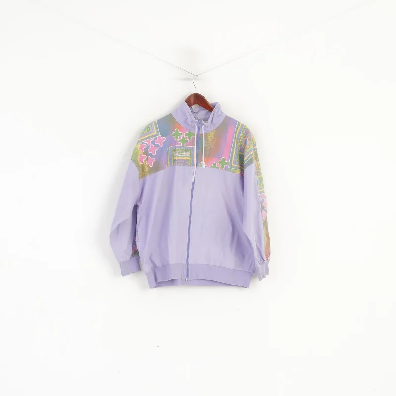 Exclusive Deal Vintage Women 44/46 L Bomber Jacket Violet Cotton Festival Full Zip Retro Top