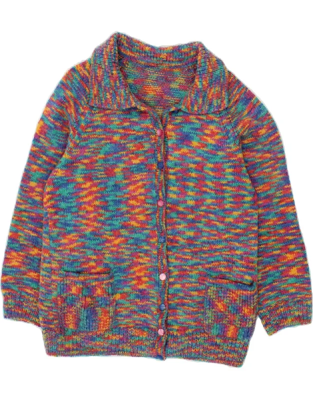 Deep Discounts VINTAGE Womens Cardigan Sweater UK 14 Large Multicoloured Striped