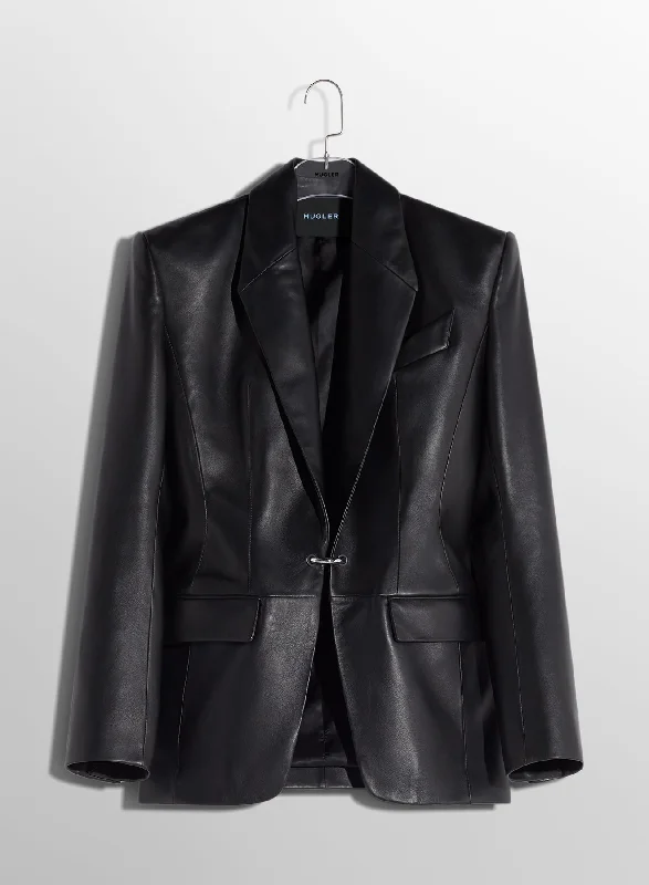 Midnight Sale black pierced tailored leather jacket