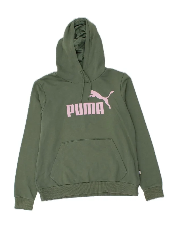 PUMA Womens Graphic Hoodie Jumper UK 16 Large Green