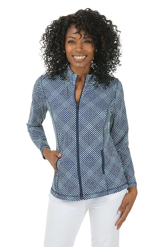 Crazy Savings Navy Gingham UPF50+ Zip Front Jacket