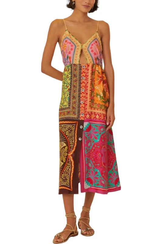 Unmissable Offer Scarves Midi Dress In Mixed Scarves Multicolor