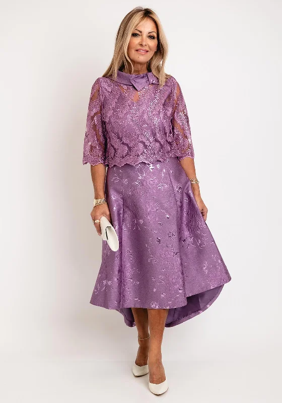 Price Break Lizabella Embroidered Bolero Dip Hem Dress, Orchid