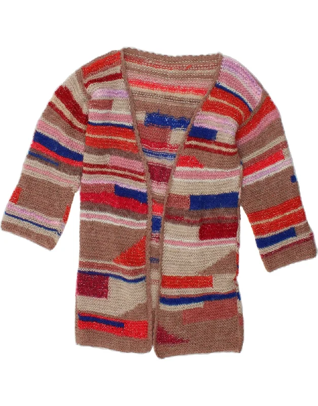 VINTAGE Womens Longline Cardigan Sweater UK 14 Large Multicoloured