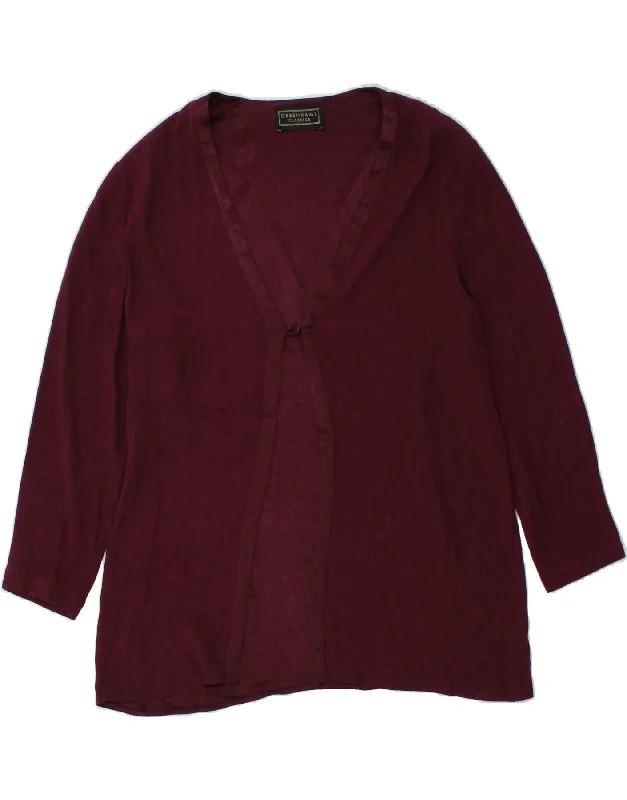 DEBENHAMS Womens Cardigan Top UK 16 Large  Maroon Viscose