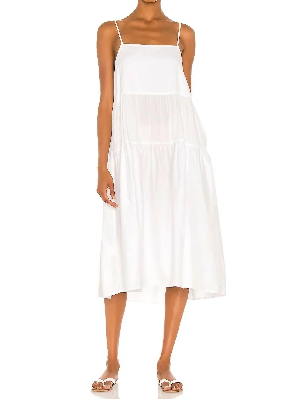Time-Limited Offer Cotton Strappy Tiered Dress In White