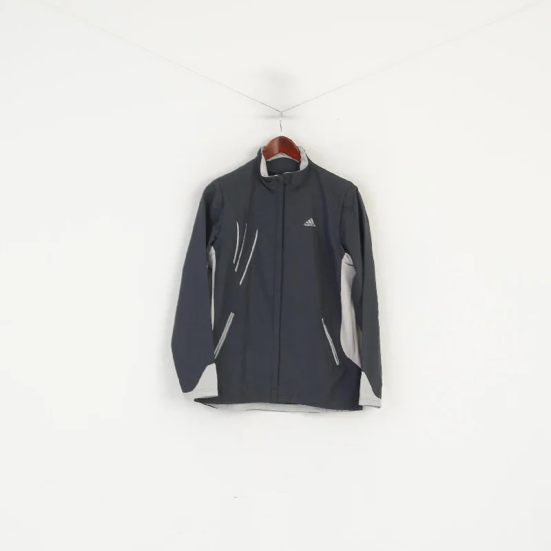 Early Access Adidas Women 12 38 M Jacket Dark Gray Sportswear Fit Full Zip Vintage Windbreaker