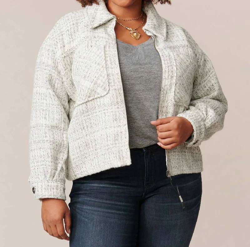 Curvy Crop Shacket In Granite