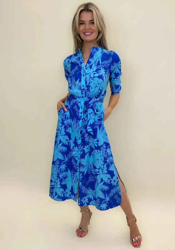 Exclusive Savings Kate & Pippa Capri Leaf Print Midi Dress, Flower Blue
