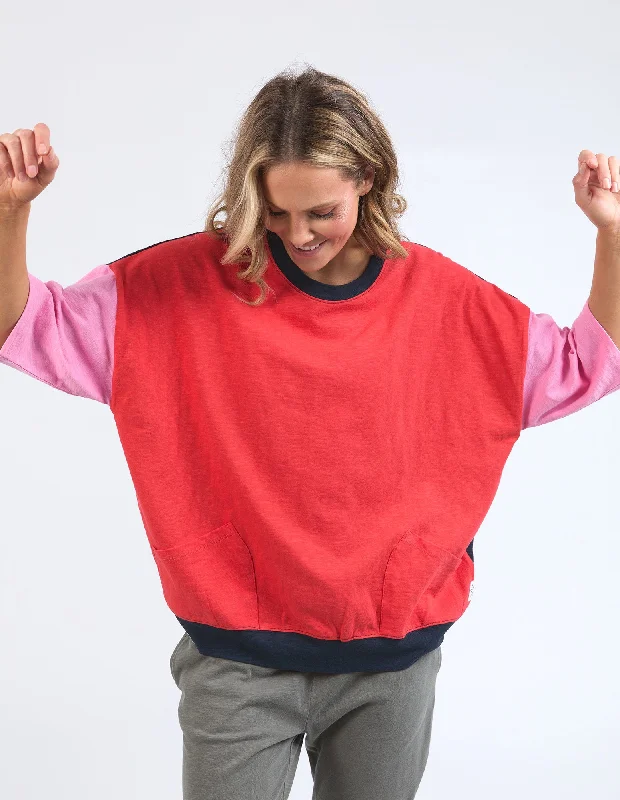 Exclusive Access Elm Mazie Colour Block Sweat - Bittersweet/Strawberry Pink/Navy