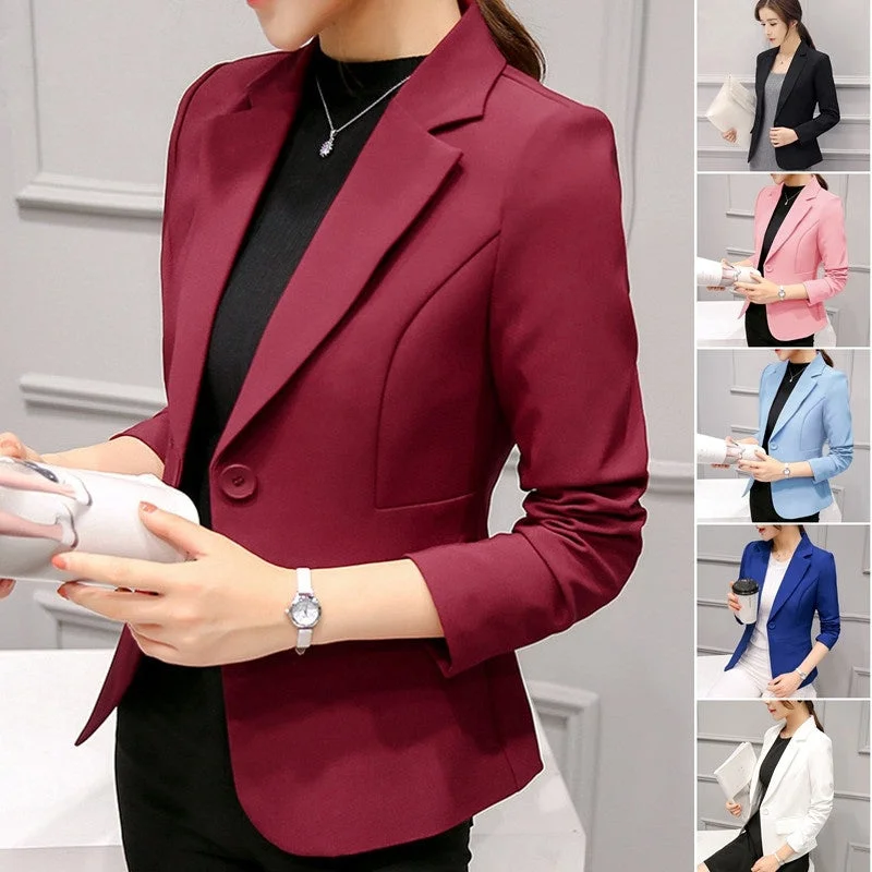 New Deals Women Fashion Casual Blazer Slim Fit Business Basic Jacket Lady Work Wear