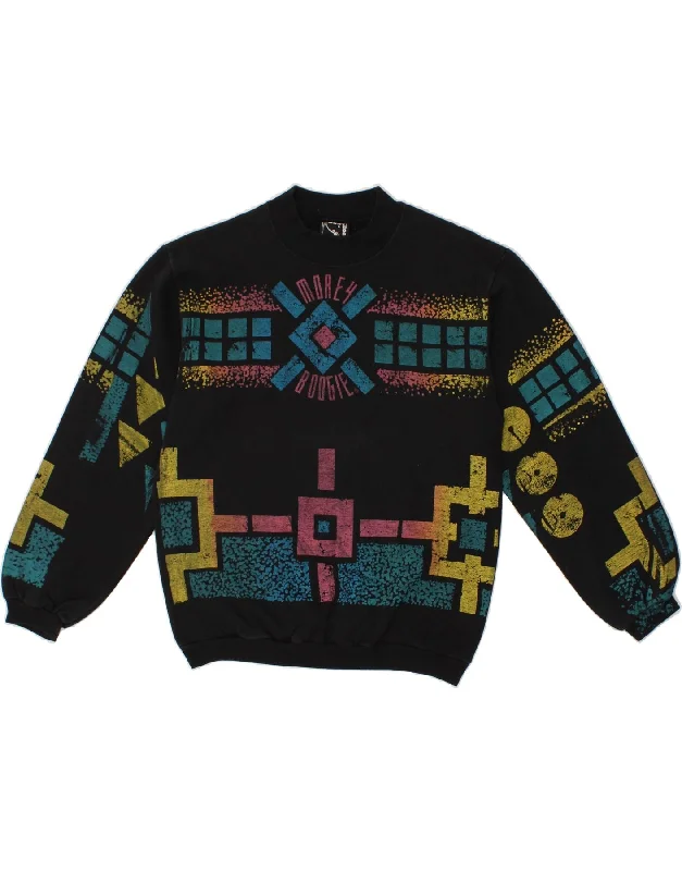 Bargain Prices MOREY BOOGIE Womens Graphic Sweatshirt Jumper UK 14 Large Black Geometric