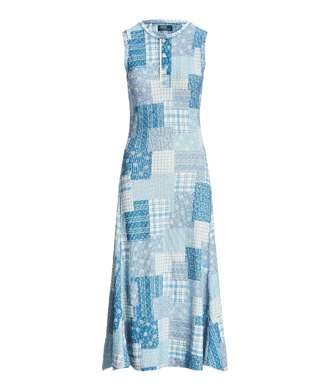 Special Price Patchwork Double-knit Sleeveless Dress - Multi