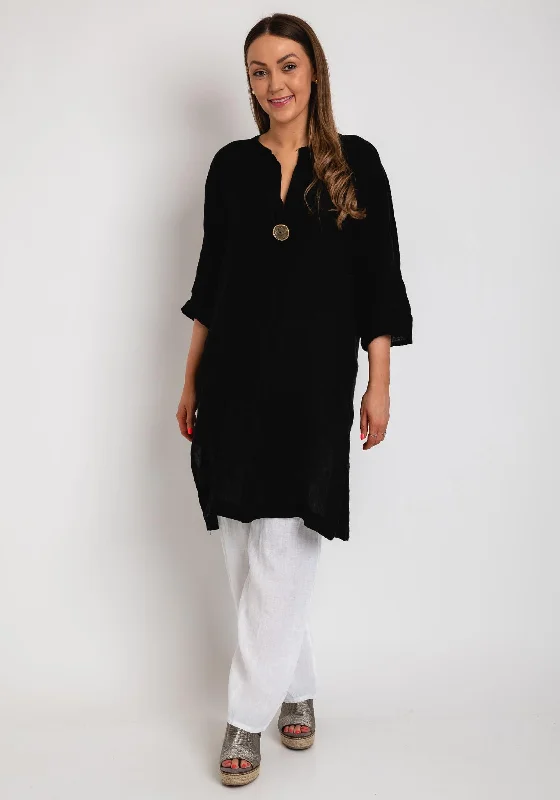 Bargain Blast Serafina Collection One Size Long Tunic Dress, Black
