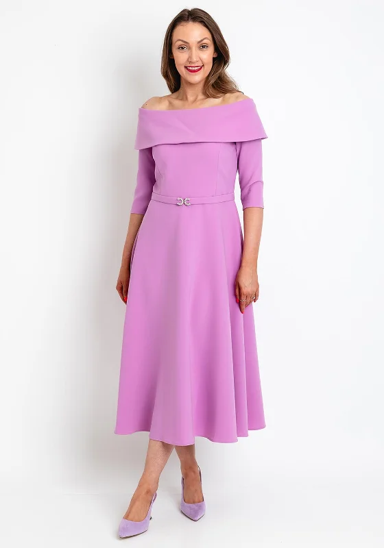 Super Sale Claudia C Lambrusco Boat Neckline Dress, Pink Lavender