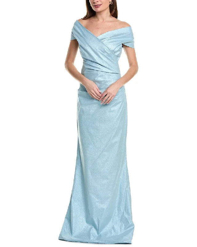 Teri Jon by Rickie Freeman Off-The-Shoulder Taffeta Gown