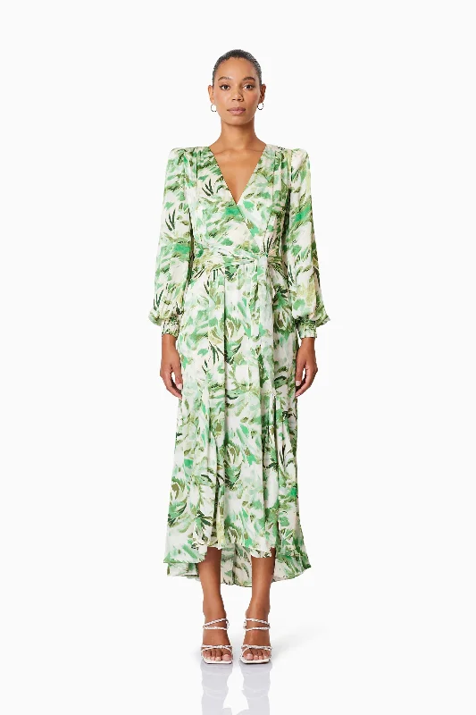 Closeout Georgia Long Sleeve Maxi Dress In Green
