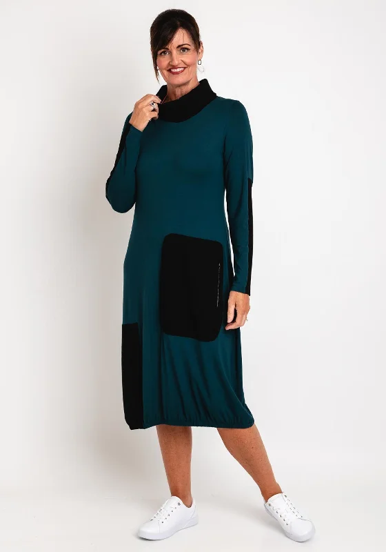 Final Markdown Elsewhere Flores Patch Design Jersey Midi Dress, Peacock