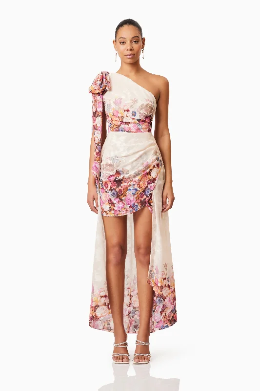 Extra Savings Perla Hilo One Shoulder Gown in Floral