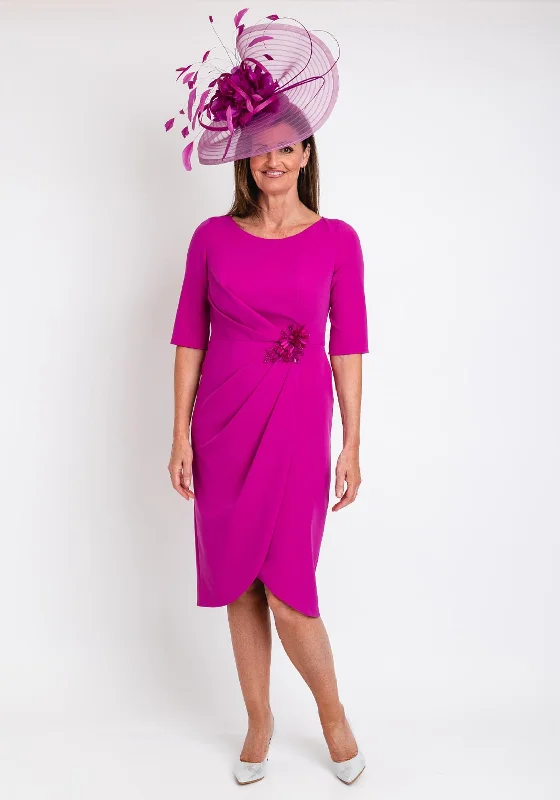 Limited Time Giorgia Jo Floral Applique Wrap Dress, Fuchsia