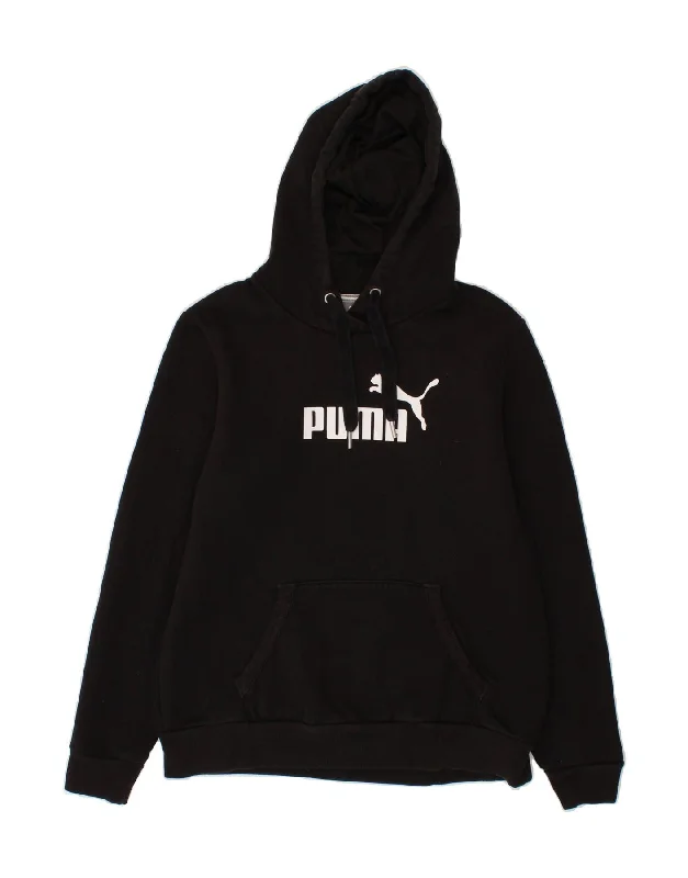 Price Blitz PUMA Womens Graphic Hoodie Jumper UK 14 Medium  Black Cotton