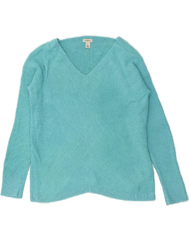 Deal Frenzy L.L.BEAN Womens Oversized V-Neck Jumper Sweater UK 10 Small Turquoise