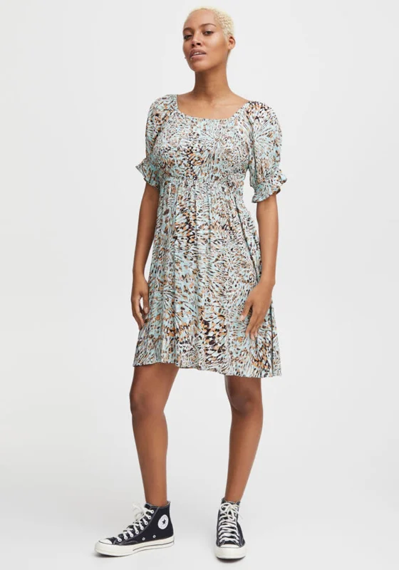 Sale Event Ichi Printed Mini Smock Dress, Mint Multi