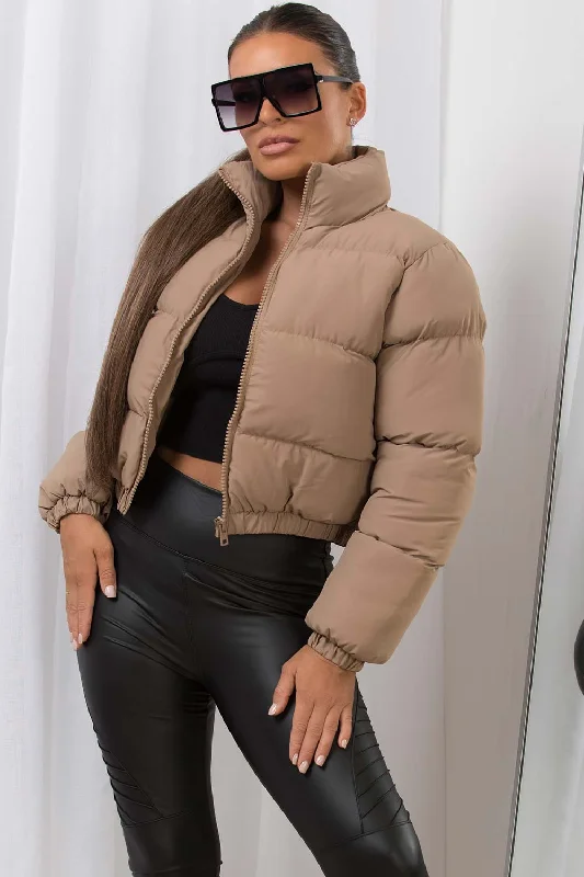 The Best Prices Crop Puffer Jacket Beige