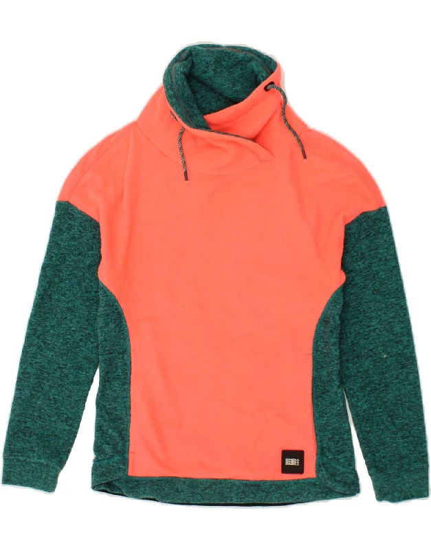 Referral Discount O'NEILL Womens Fleece Jumper UK 14 Large Orange Colourblock Polyester