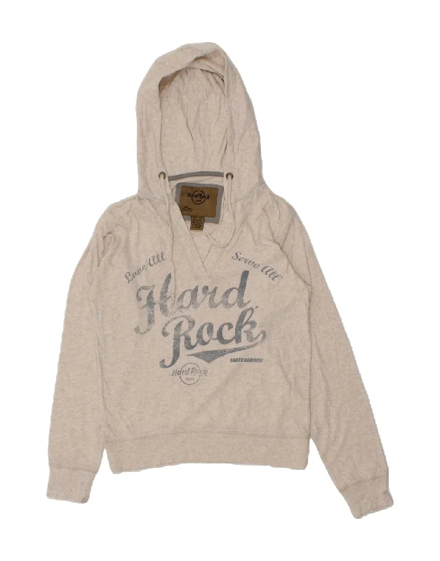 Mega Deal HARD ROCK CAFE Womens Santo Domingo Graphic Hoodie Jumper US 6 XS Grey