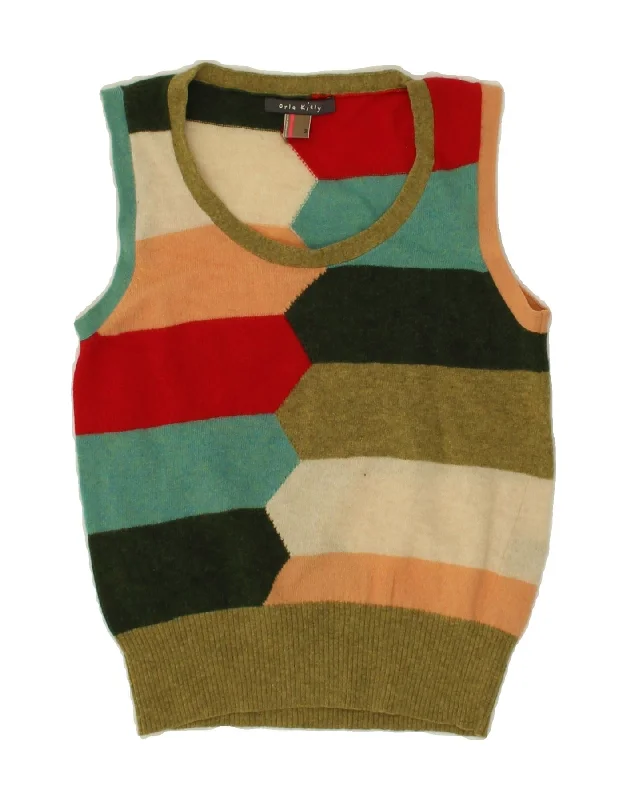 ORLA KIELY Womens Vest Tank Top UK 2 2XS Multicoloured Colourblock Wool