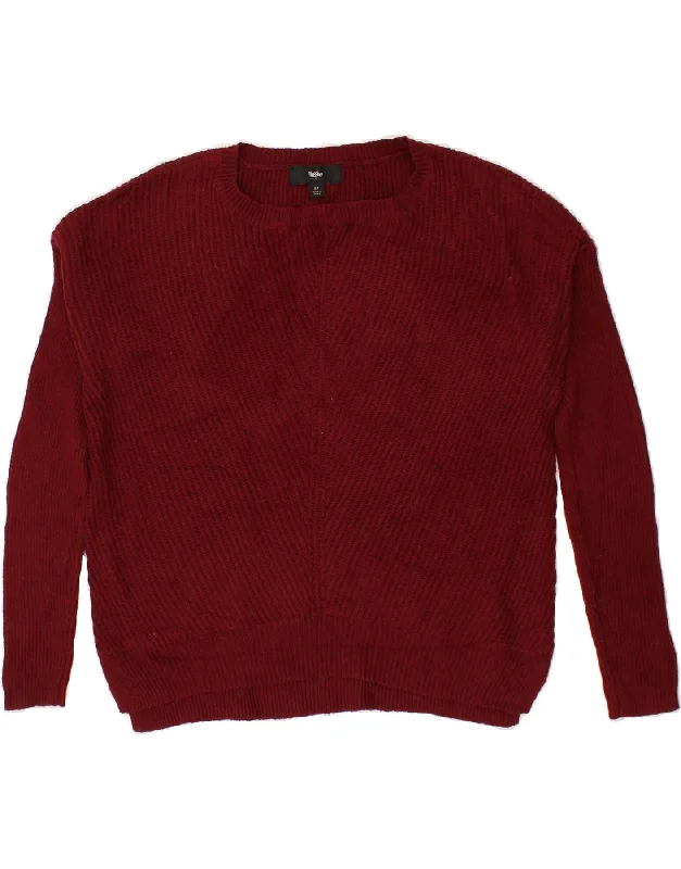 MOSSIMO Womens Boat Neck Jumper Sweater UK 10 Small Burgundy Cotton