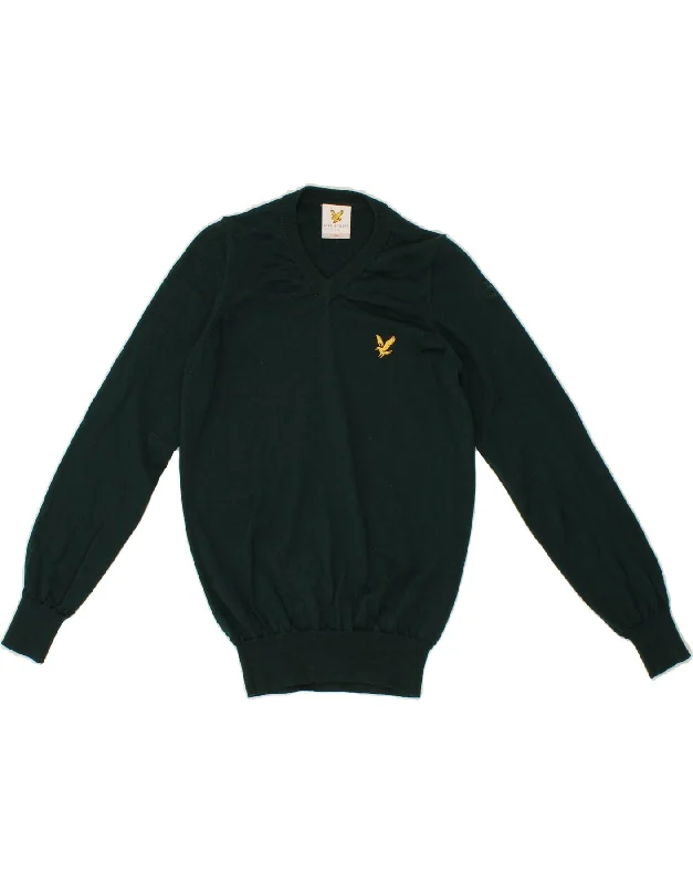 Price Drop LYLE & SCOTT Womens V-Neck Jumper Sweater UK 6 XS Green Cotton