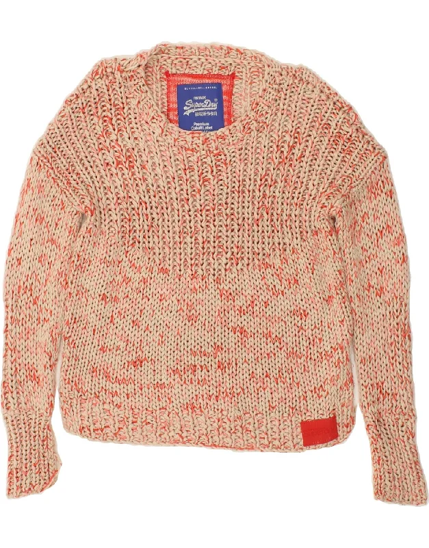 Online Specials SUPERDRY Womens Crop Oversized Crew Neck Jumper Sweater UK 10 Small Red