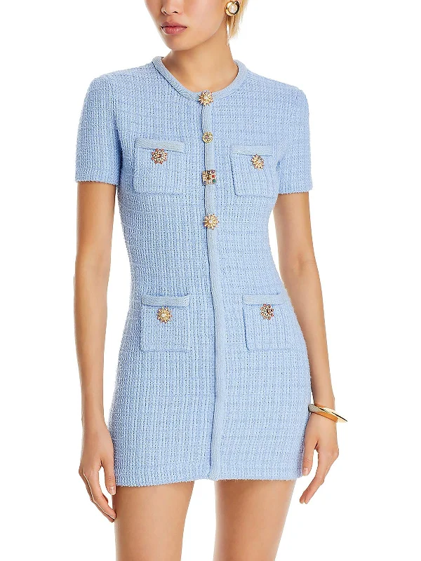Deal Frenzy Womens Embellished Mini Sweaterdress