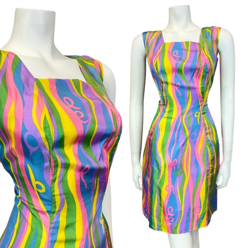 Unmissable Offer VINTAGE 60s 70s PURPLE BLUE YELLOW GREEN PSYCHEDELIC SLEEVELESS WIGGLE DRESS 10 Unmissable Offer VINTAGE 60s 70s PURPLE BLUE YELLOW GREEN PSYCHEDELIC SLEEVELESS WIGGLE DRESS 10