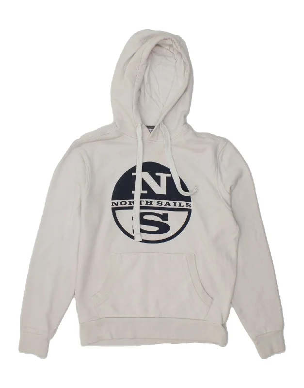 Crazy Savings NORTH SAILS Womens Graphic Hoodie Jumper UK 14 Medium White Cotton