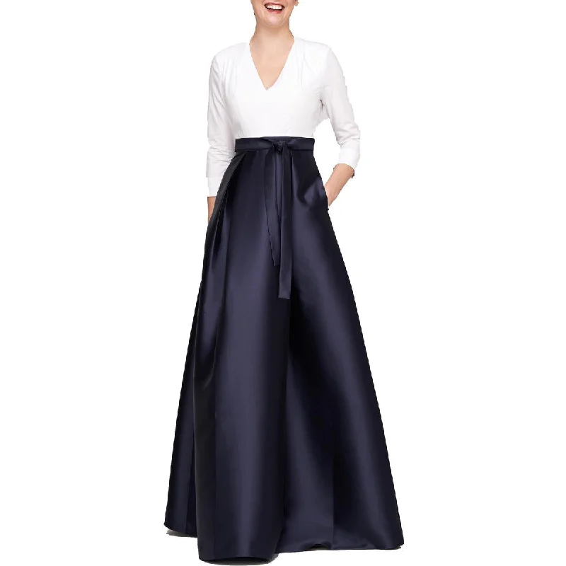 Womens Belted Maxi Evening Dress