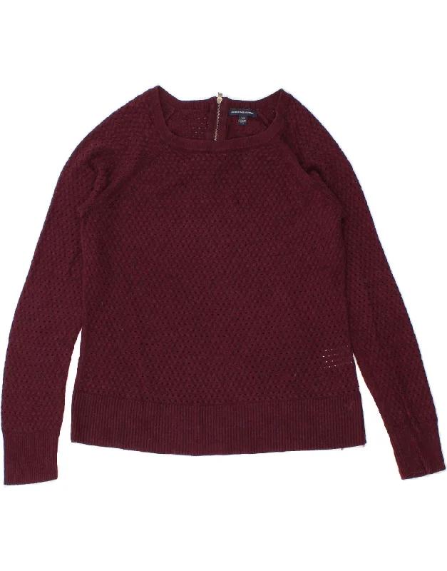 AMERICAN EAGLE Womens Boat Neck Jumper Sweater UK 16 Large Burgundy Cotton