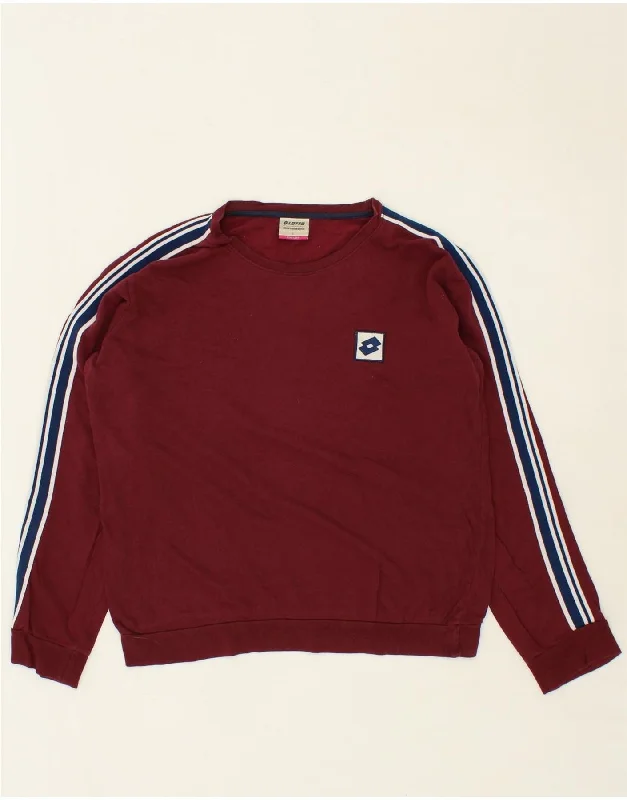 Price Break LOTTO Womens Oversized Sweatshirt Jumper UK 16 Large Burgundy Cotton