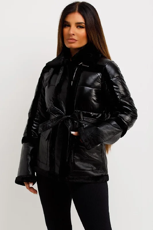 Must-Have Deals Faux Fur Trim Faux Suede Jacket Black