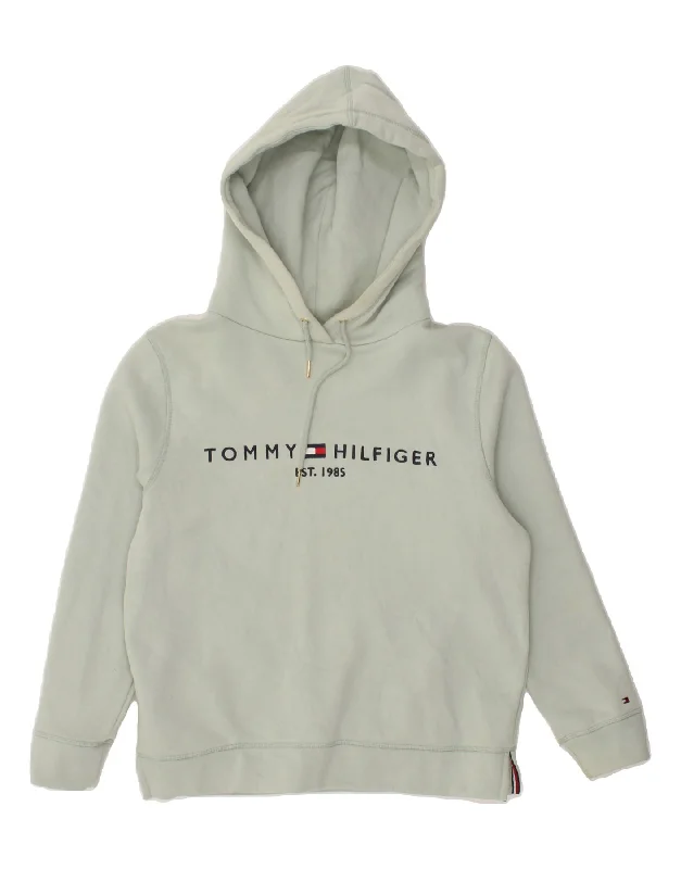 TOMMY HILFIGER Womens Loose Fit Graphic Hoodie Jumper UK 14 Medium Blue