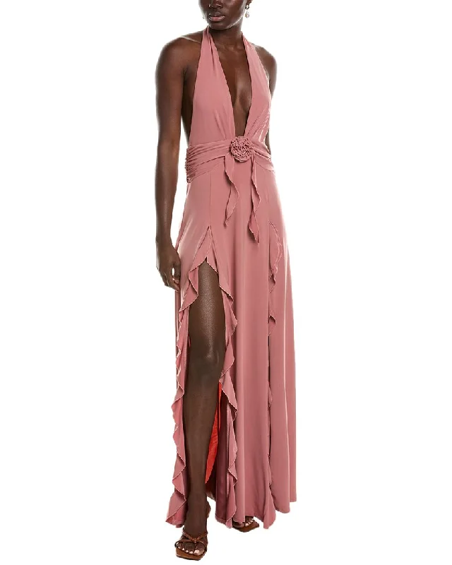 Super Sale WeWoreWhat Halter Ruffle Maxi Dress