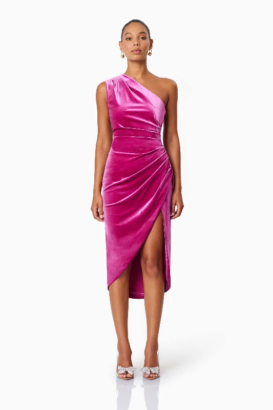 Customer Appreciation Sale Solene One Shoulder Midi Dress In Pink