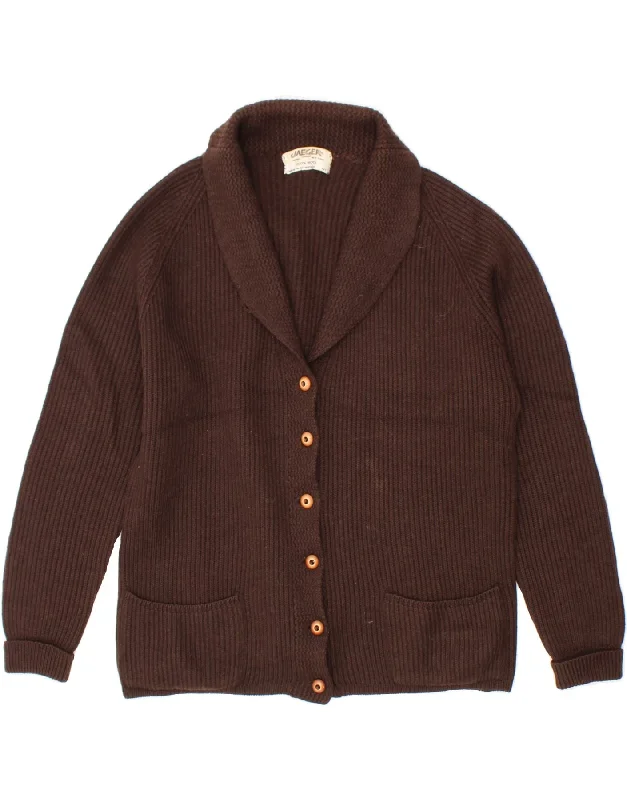 JAEGER Womens Cardigan Sweater IT 40 Small Brown Wool