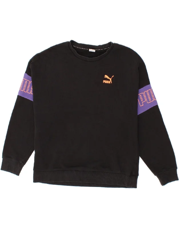 Massive Deals PUMA Womens Oversized Graphic Sweatshirt Jumper UK 6 XS Black Colourblock Massive Deals PUMA Womens Oversized Graphic Sweatshirt Jumper UK 6 XS Black Colourblock