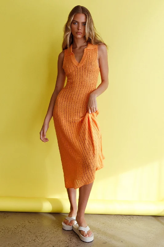 Mega Sale Palm Island Collared Crochet Midi Dress Mango