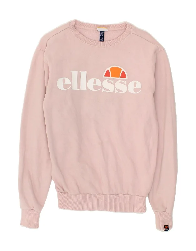 Daily Deals ELLESSE Womens Oversized Graphic Sweatshirt Jumper UK 6 XS Pink
