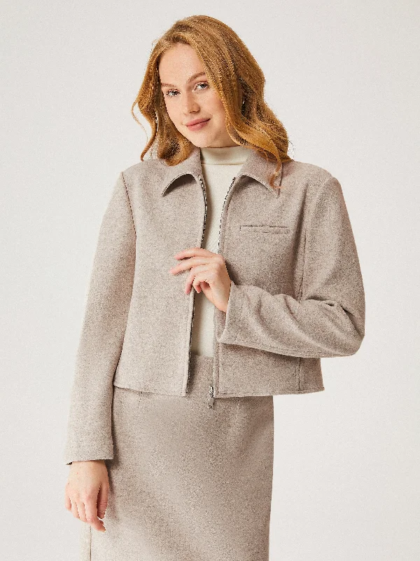 Seasonal Clearance Full-Zip Cropped Jacket