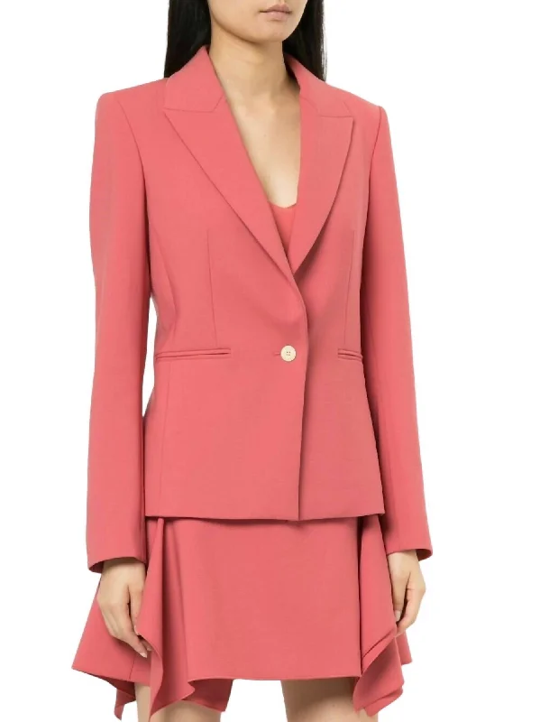 Double Wool Professional Blazer Jacket In Pink